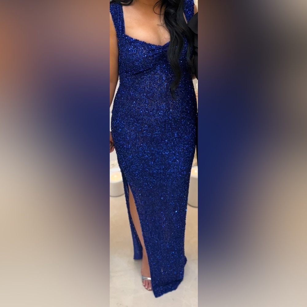 Elegant Sapphire Blue Sequin Maxi Dress